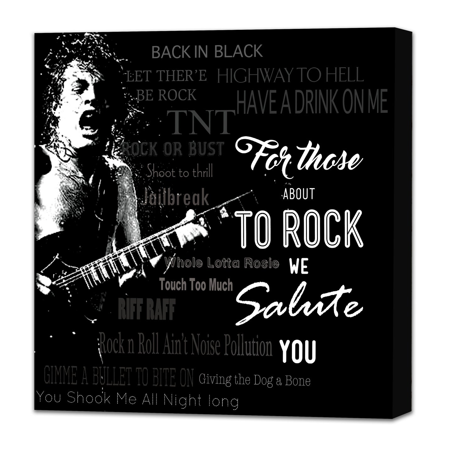 Square Art Canvas using lyrics from ACDC - We Salute You