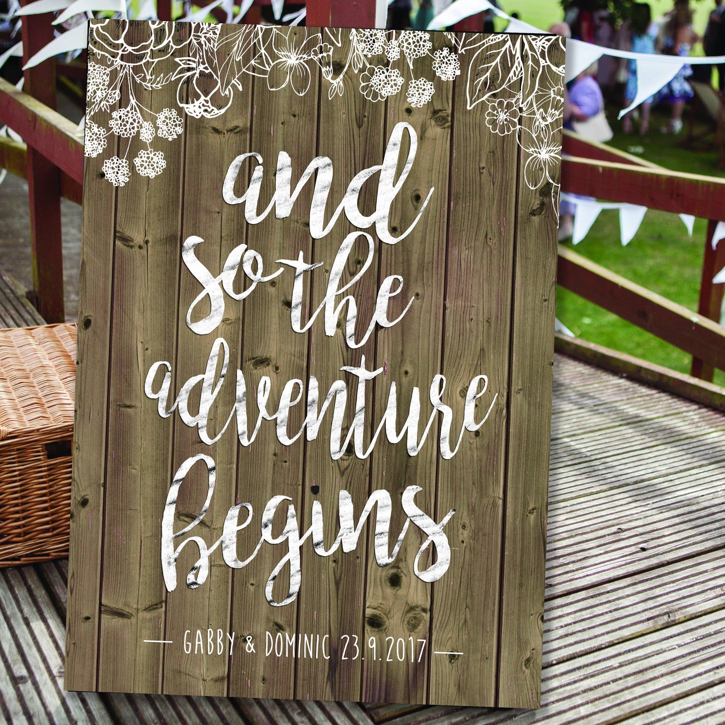 Wedding canvas venue bride and groom
