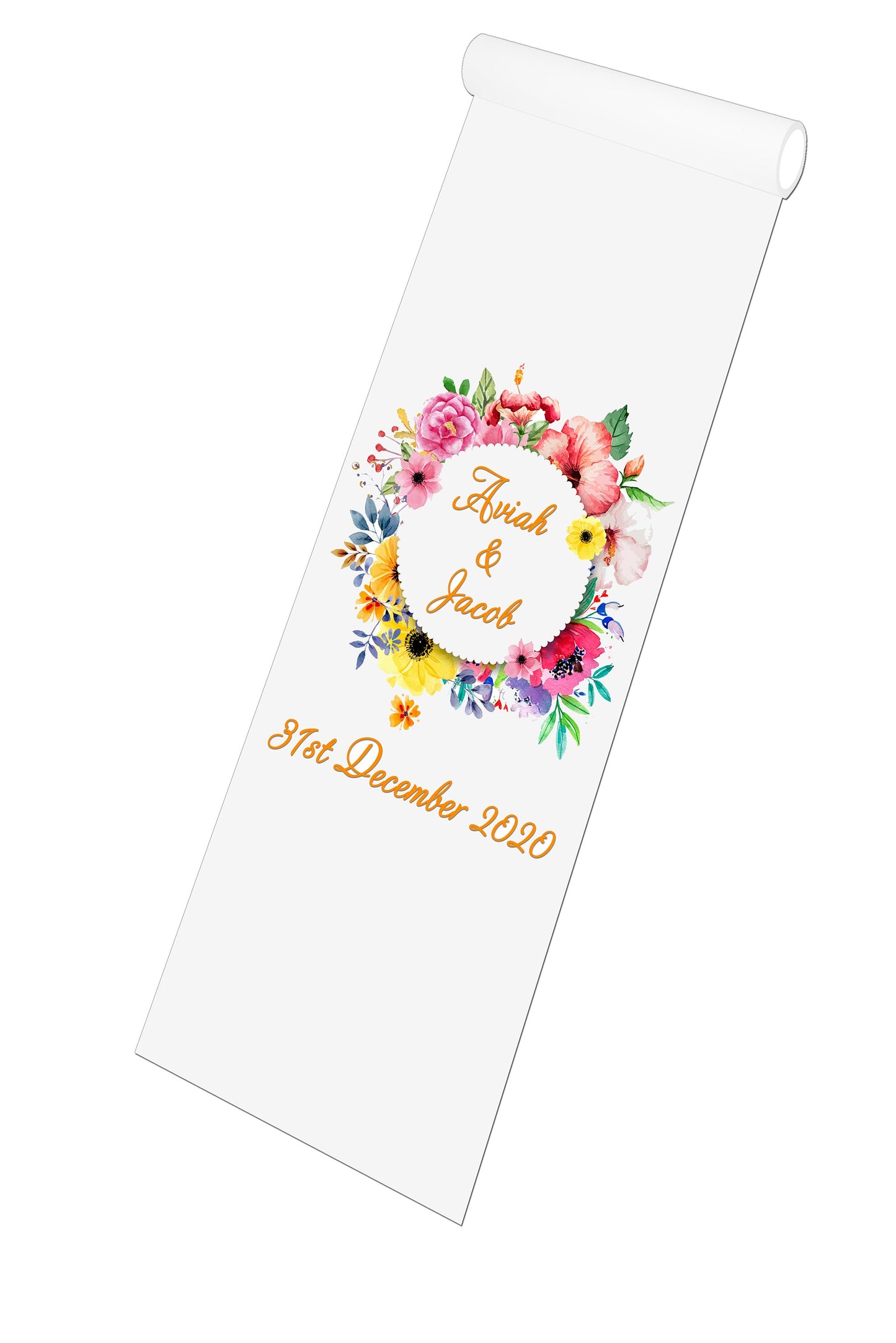 personalised wedding aisle runner water colour floral