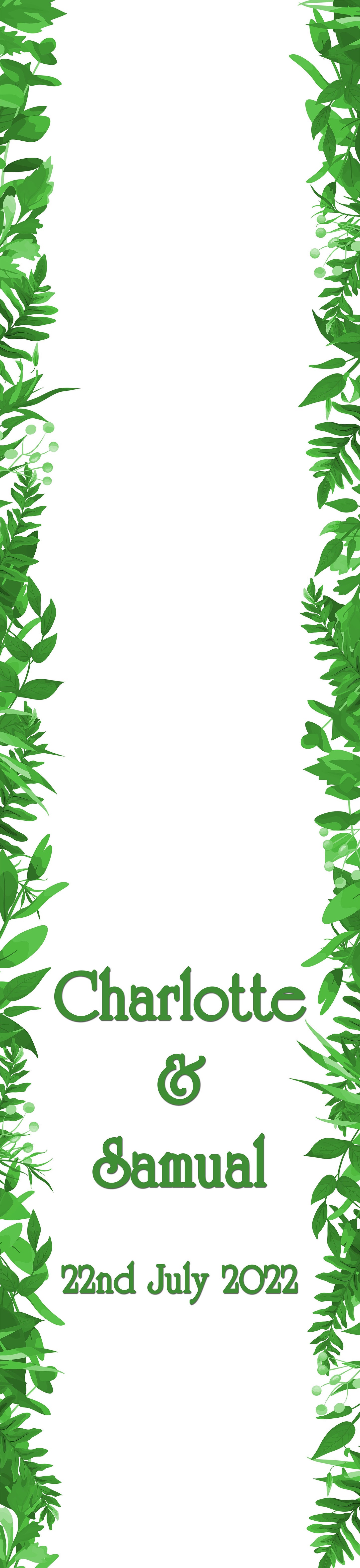 personalised wedding Aisle Runner leaf border printed throughout aisle runner