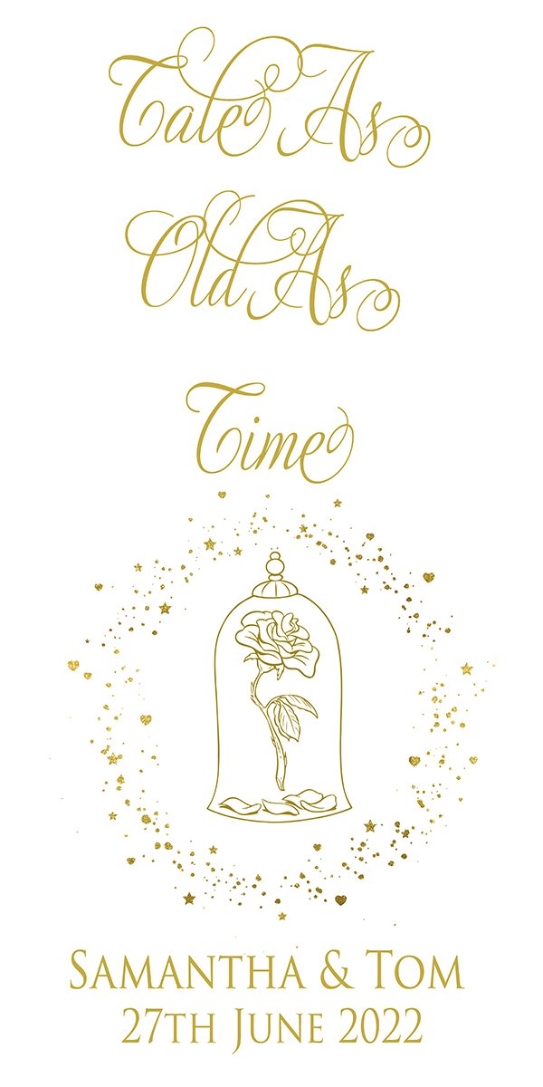 personalised wedding aisle runner simple enchanted rose beauty and the beast tale as old as time