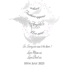 Load image into Gallery viewer, When Feathers are Near Angels Appear Personalised Wedding Aisle Runner
