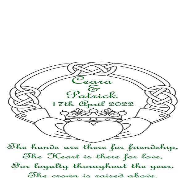 personalised wedding aisle runner Irish theme Cladagh