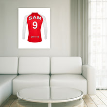 Load image into Gallery viewer, Arsenal red and white  personalised football shirt canvas
