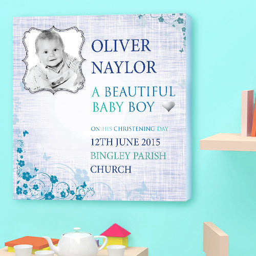 Christening Canvas gift boy baby  personalised birth