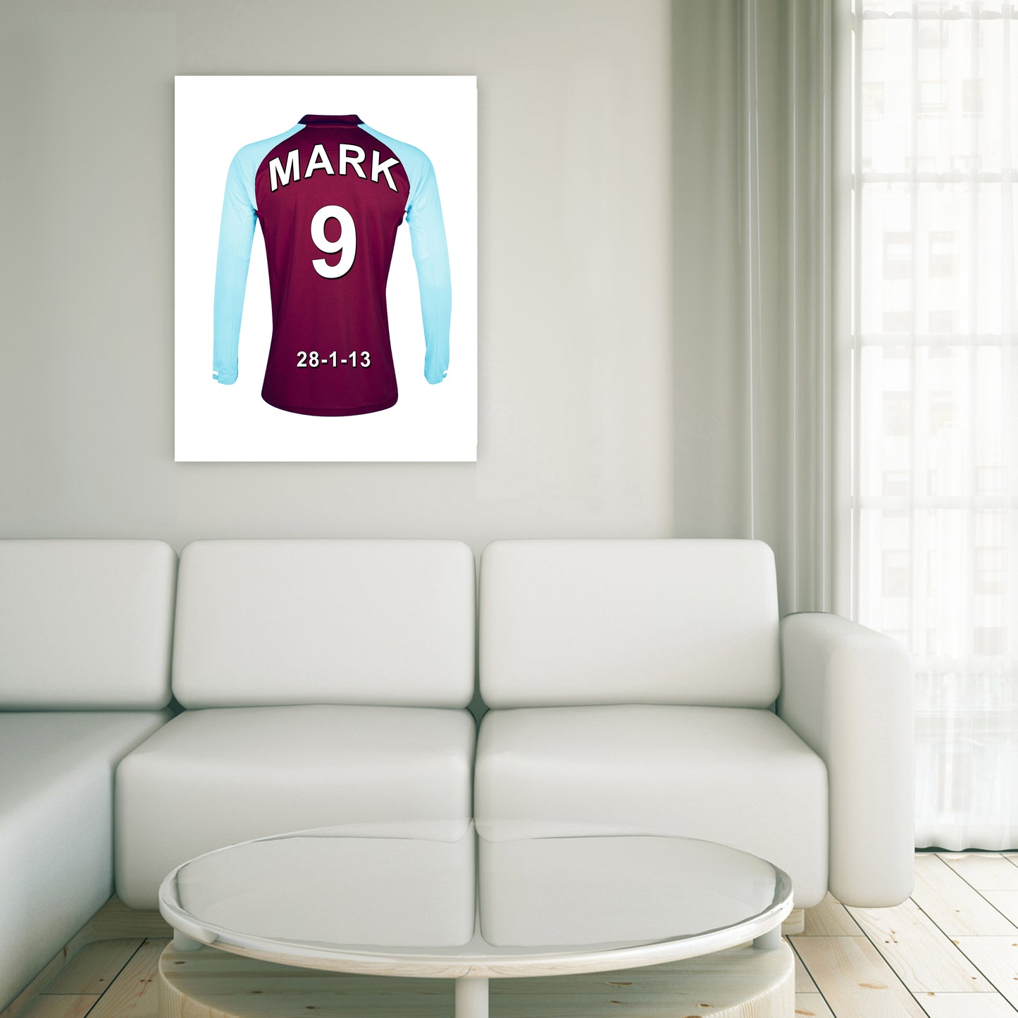 Burnley claret and blue personalised football shirt canvas