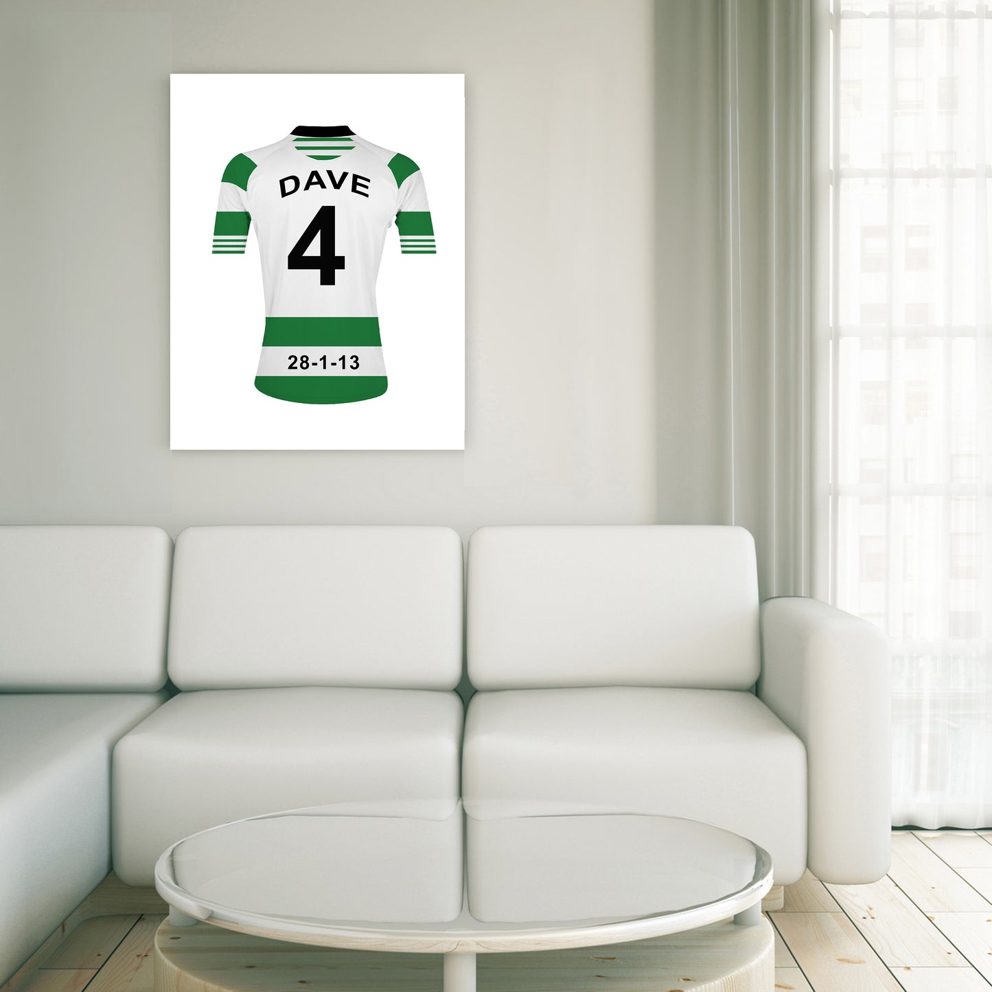 Celtic green and white personalised football shirt canvas