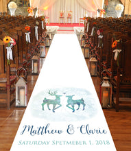 Load image into Gallery viewer, personalised aisle runner deer and stag winter theme
