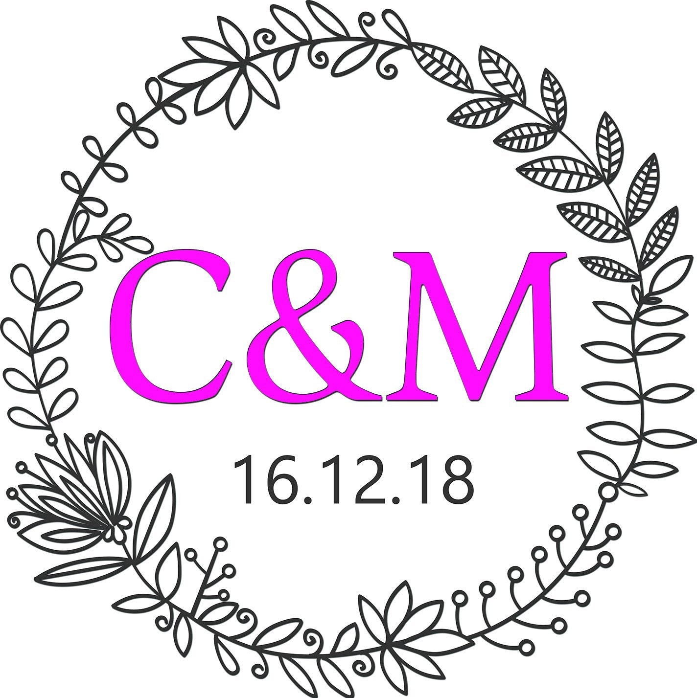 personalised wedding aisle runner floral initials of bride and groom pink
