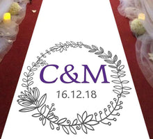 Load image into Gallery viewer, personalised wedding aisle runner floral initials of bride and groom
