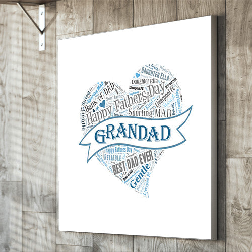 Father'sDay Text Montage canvas gift personalised unique father, dad, grandad, grandpa, 