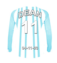 Load image into Gallery viewer, Huddersfield blue and white  personalised football shirt canvas
