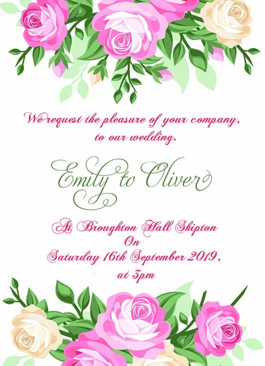 Wedding invitation personalised created to order watercolour vintage rose day invite evening invitation