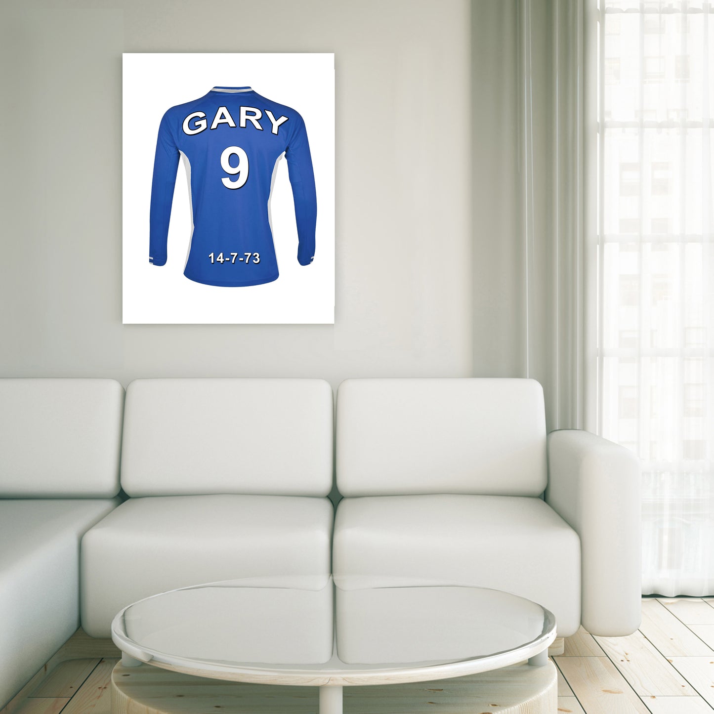 Leicester City blue and white personalised football shirt canvas