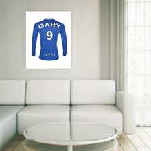 Load image into Gallery viewer, Leicester City blue and white  personalised football shirt canvas
