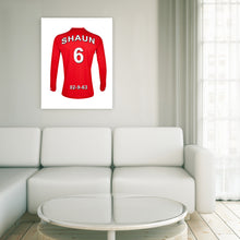 Load image into Gallery viewer, Liverpool Football Club red personalised football shirt canvas
