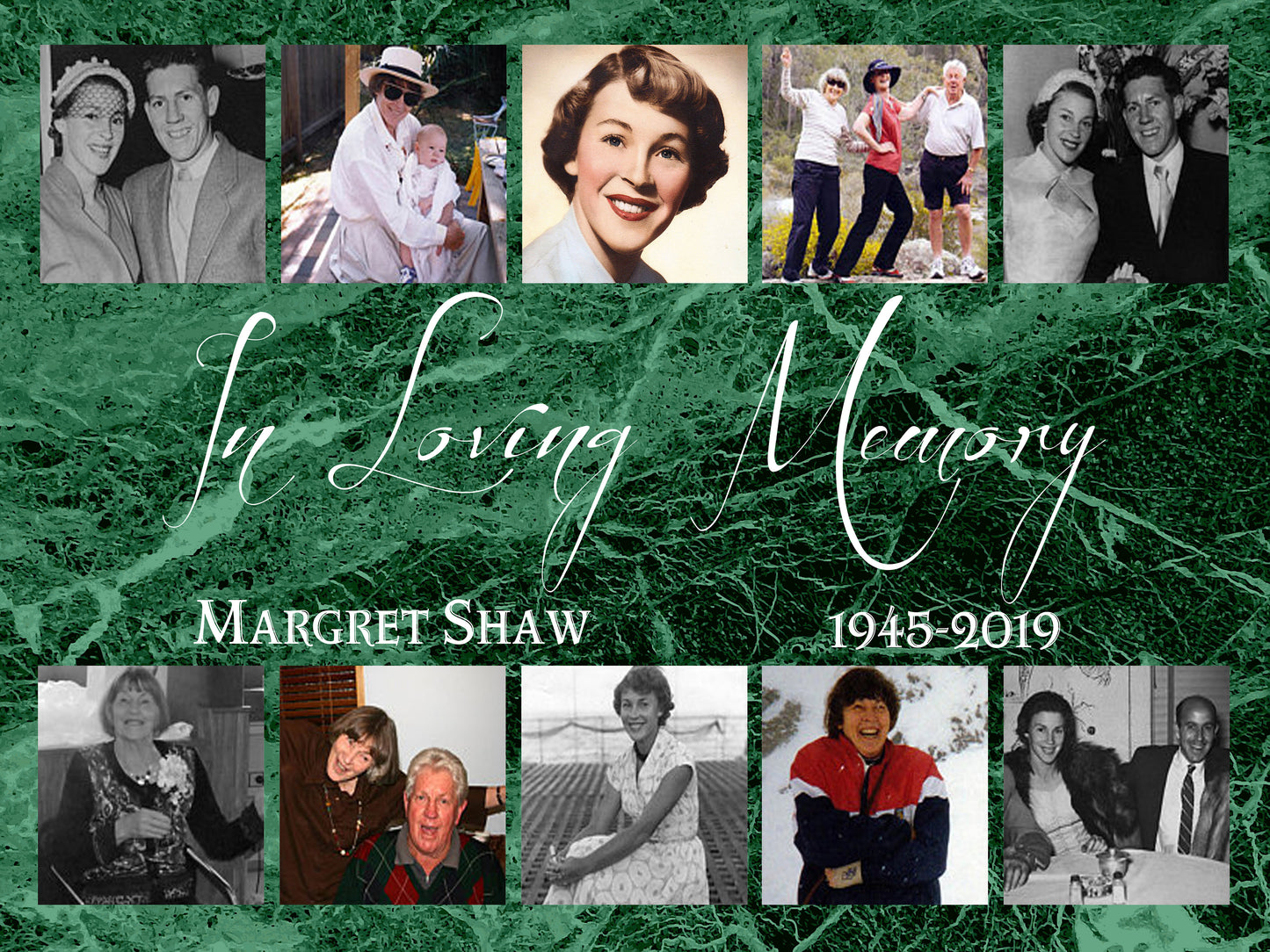 In loving memory picture collage coloured background ideal for funerals & memorial