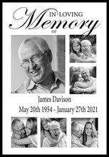 Load image into Gallery viewer, In loving memory memorial collage to celebrate the life at a funeral
