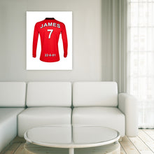 Load image into Gallery viewer, Manchester United Football Club red personalised football shirt canvas
