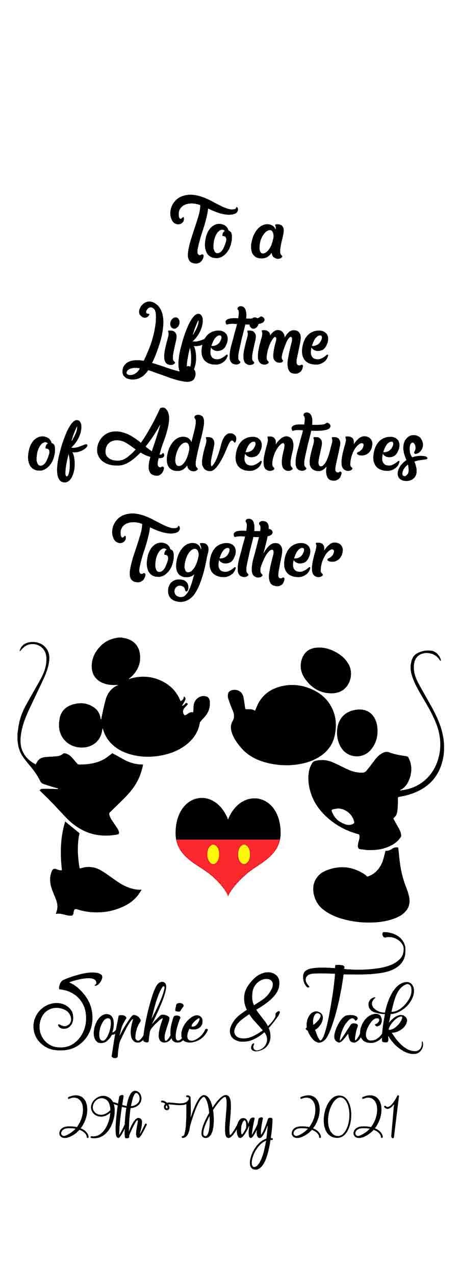 Mickey & Minnie mouse personalised wedding aisle runner