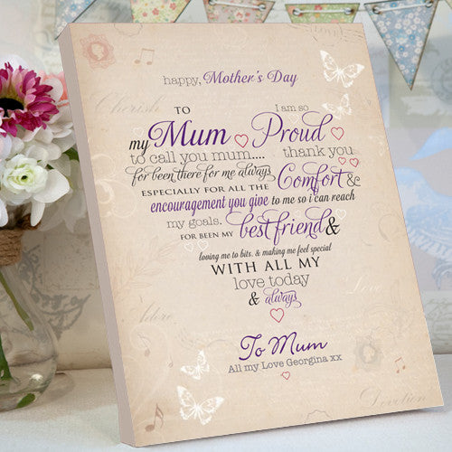 Mother's day heart desktop canvas gift mum, grandma