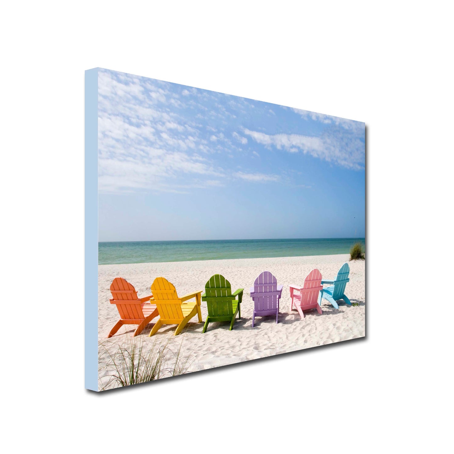 Beach chairs on a beach Art Canvas