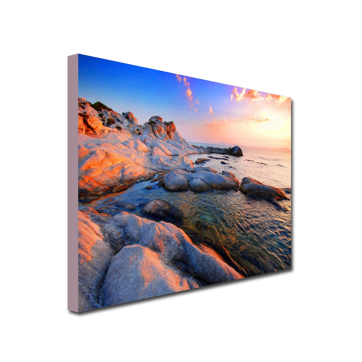 Landscape Art Canvas of sunset over Rock pools