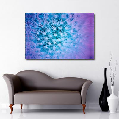 Landscape Art Canvas of close up thistle head in lilac and blue