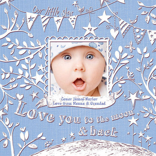 Love You To the Moon Birth Announcement Canvas