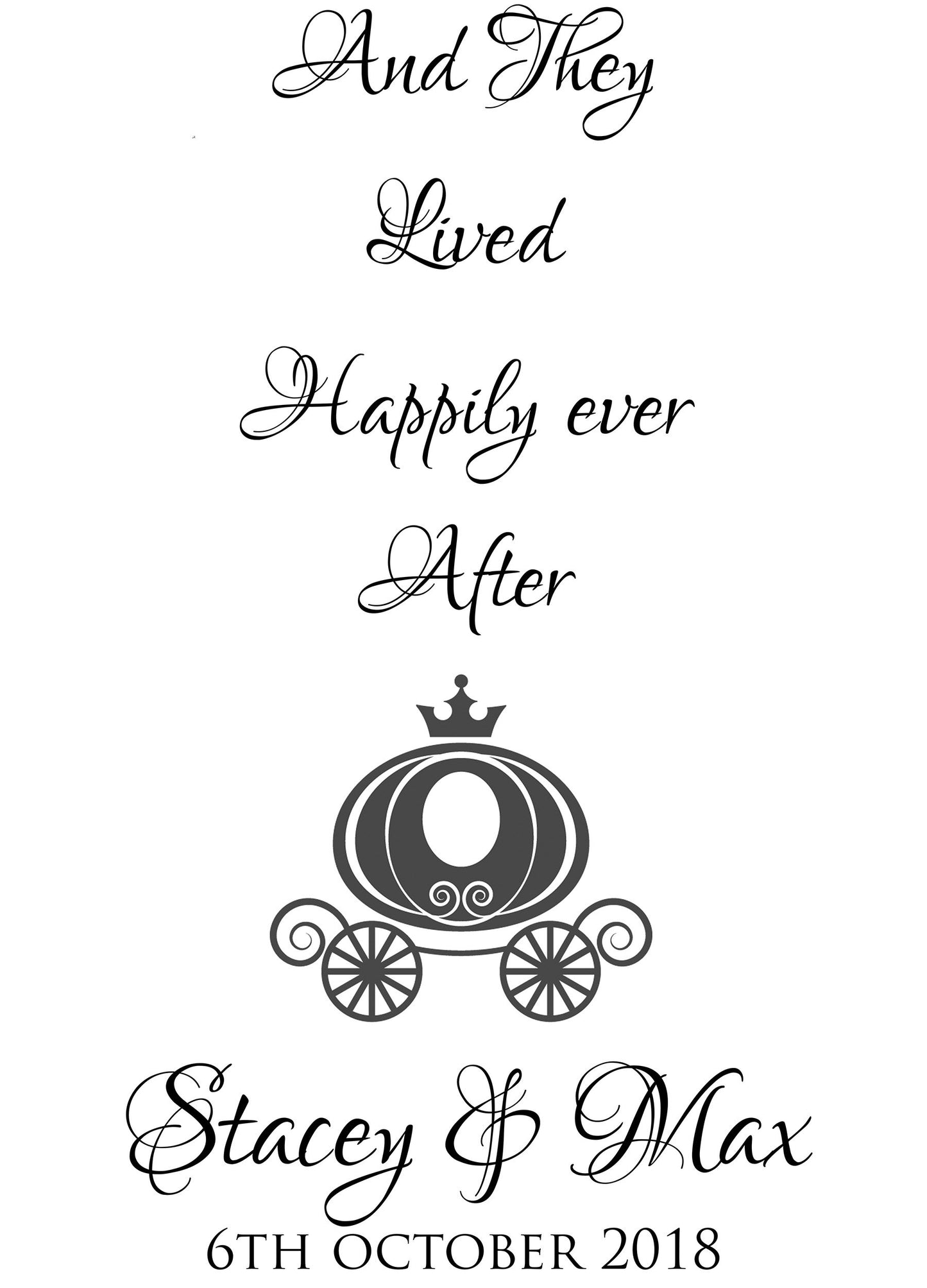 personalised wedding aisle runner pumpkin carriage fairytale disney themed wedding venue bride and groom