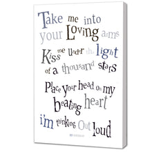 Load image into Gallery viewer, Portrait Art Canvas, Song Lyrics from Ed Sheeran - Thinking out Loud
