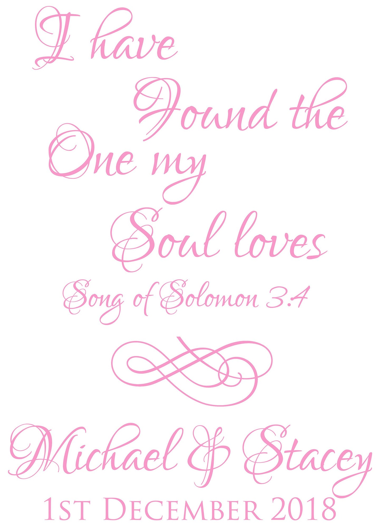 Song of solomon 3:4 I have found the one my soul loves personalised wedding aisle runner