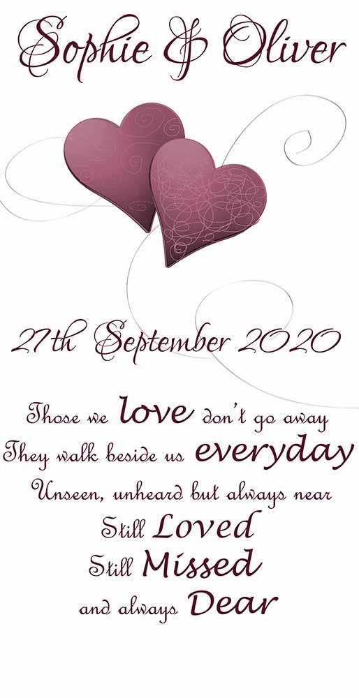 Personalised wedding aisle runner, Still missed still loved