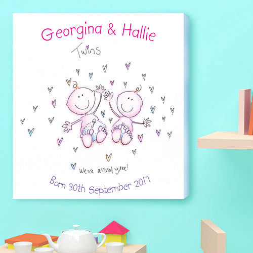 Twins Birth Announcement Canvas