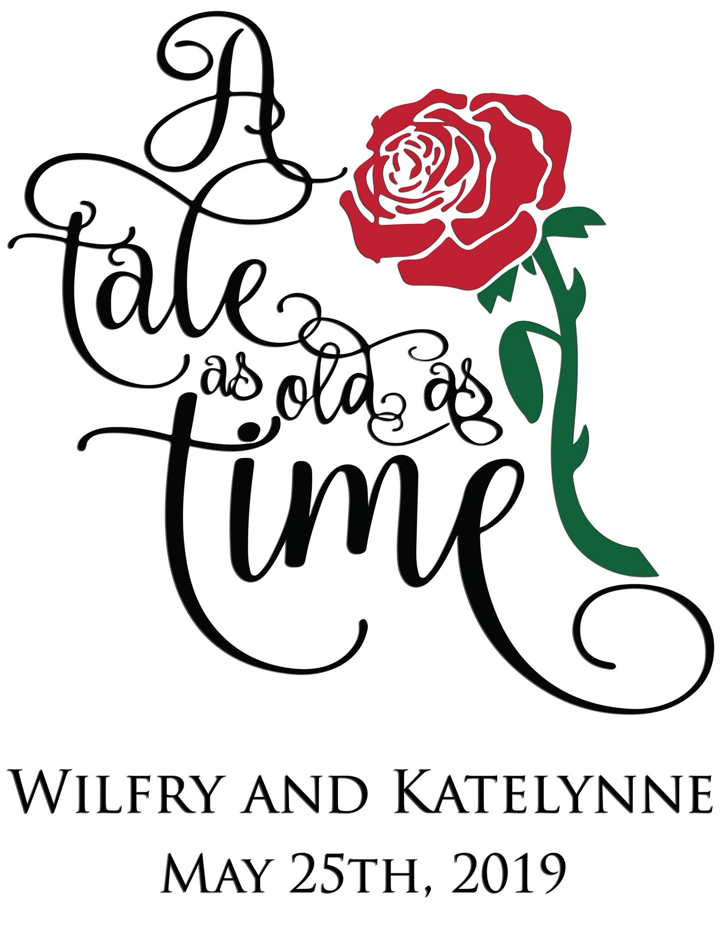 Wedding aisle runner beauty and the beast a tale as old as time personalised bride and groom