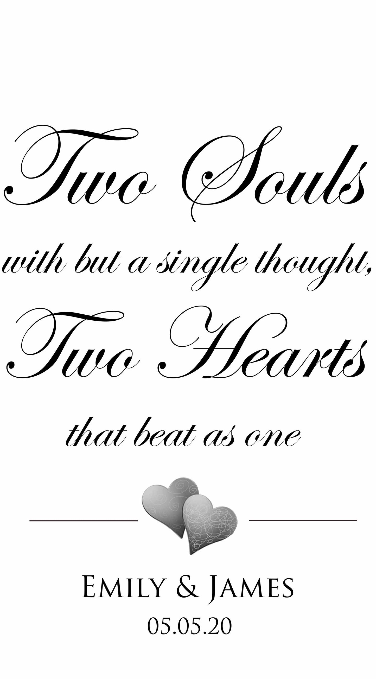 Two souls but with one single thought two hearts that beat as one personalised wedding aisle runner