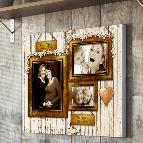 Vintage frame 3 image Mother's day Canvas