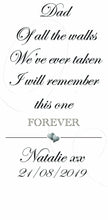 Load image into Gallery viewer, personalised wedding aisle runner dad of all the walks remember forever 
