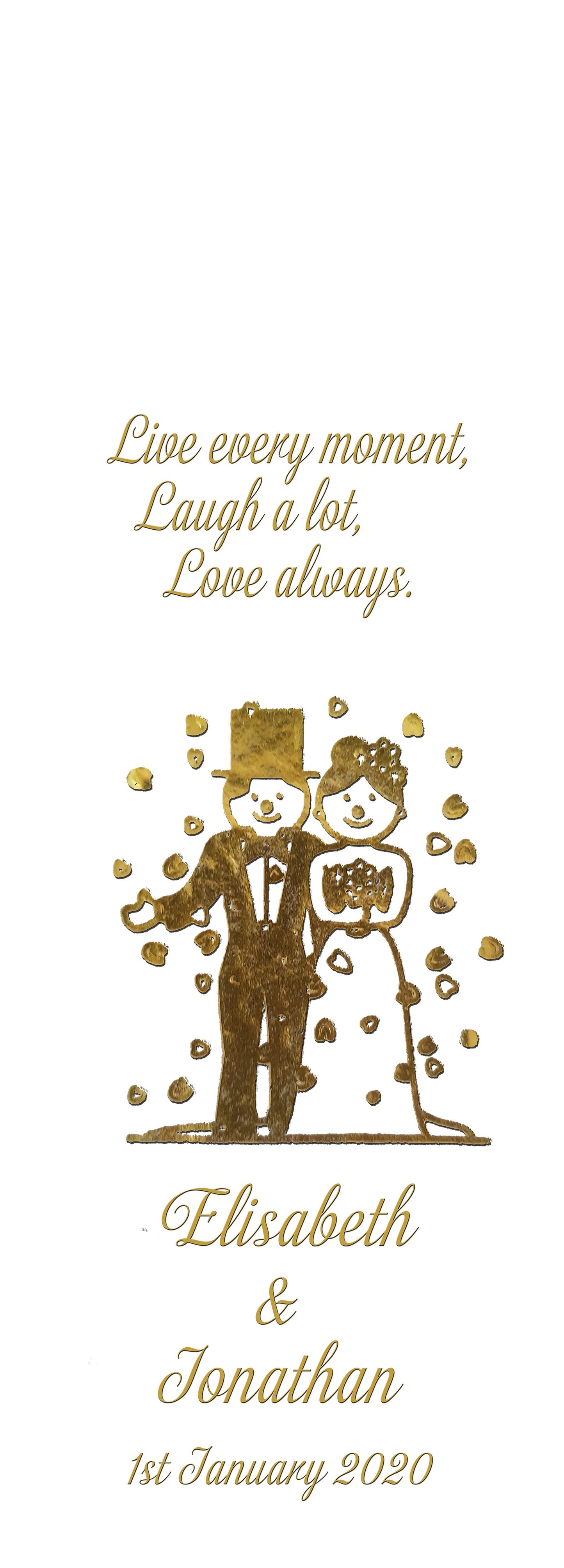 personalised wedding aisle runner "live every moment, laugh a lot love always" venue bride and groom