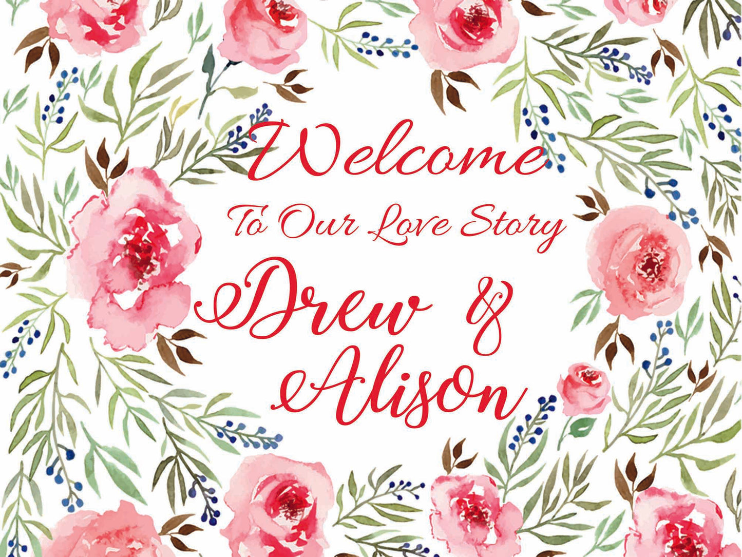 Wedding Welcome Sign - Pastel Roses