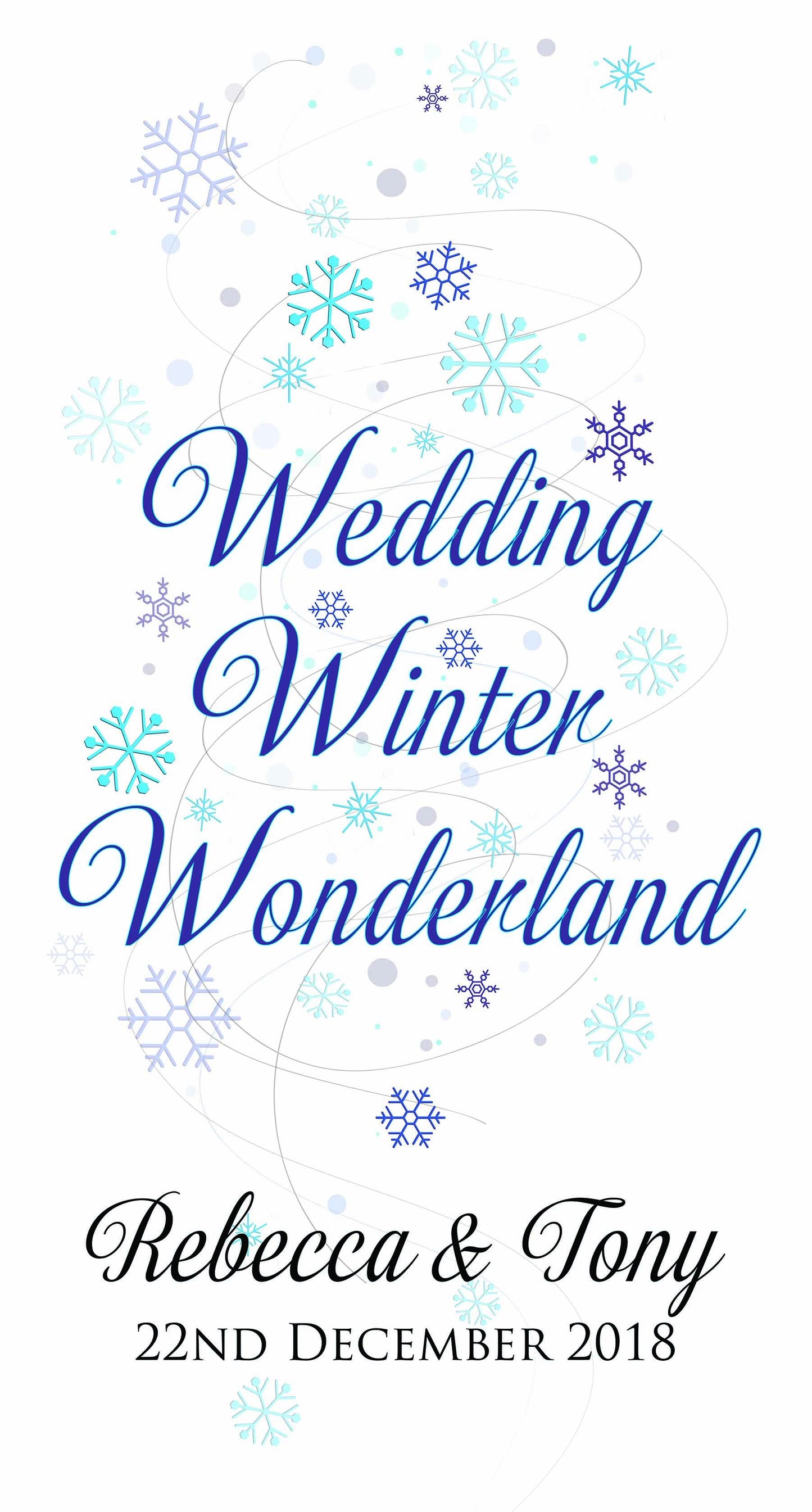 personalised wedding aisle runner winter wonderland theme personalised venue bride and groom