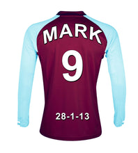 Load image into Gallery viewer, Burnley claret and blue  personalised football shirt canvas
