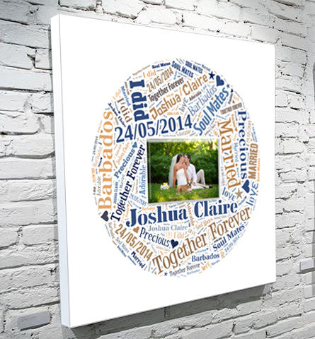 Circle photo and text art word art canvas gift