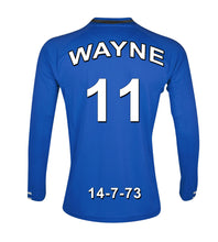 Load image into Gallery viewer, Everton blue and white  personalised football shirt canvas
