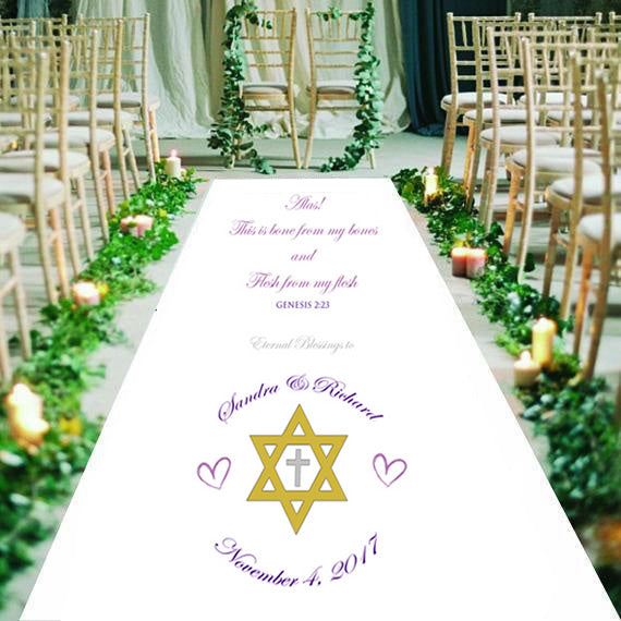 mixed faith personalised wedding aisle runner
