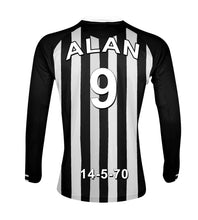 Load image into Gallery viewer, Newcastle Football Club black and white personalised football shirt canvas
