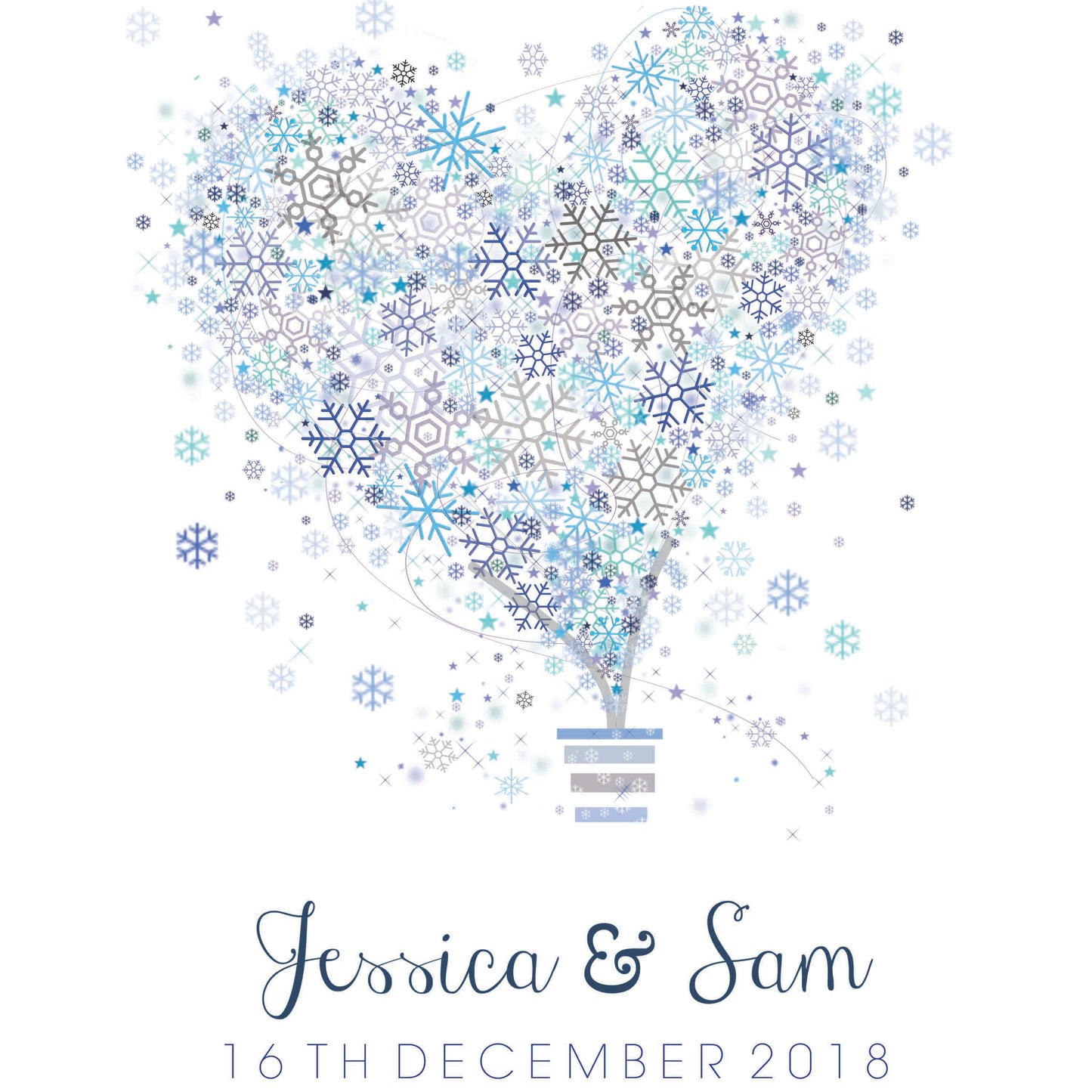 Beautiful snowflake heart design Personalised Wedding Aisle Runner