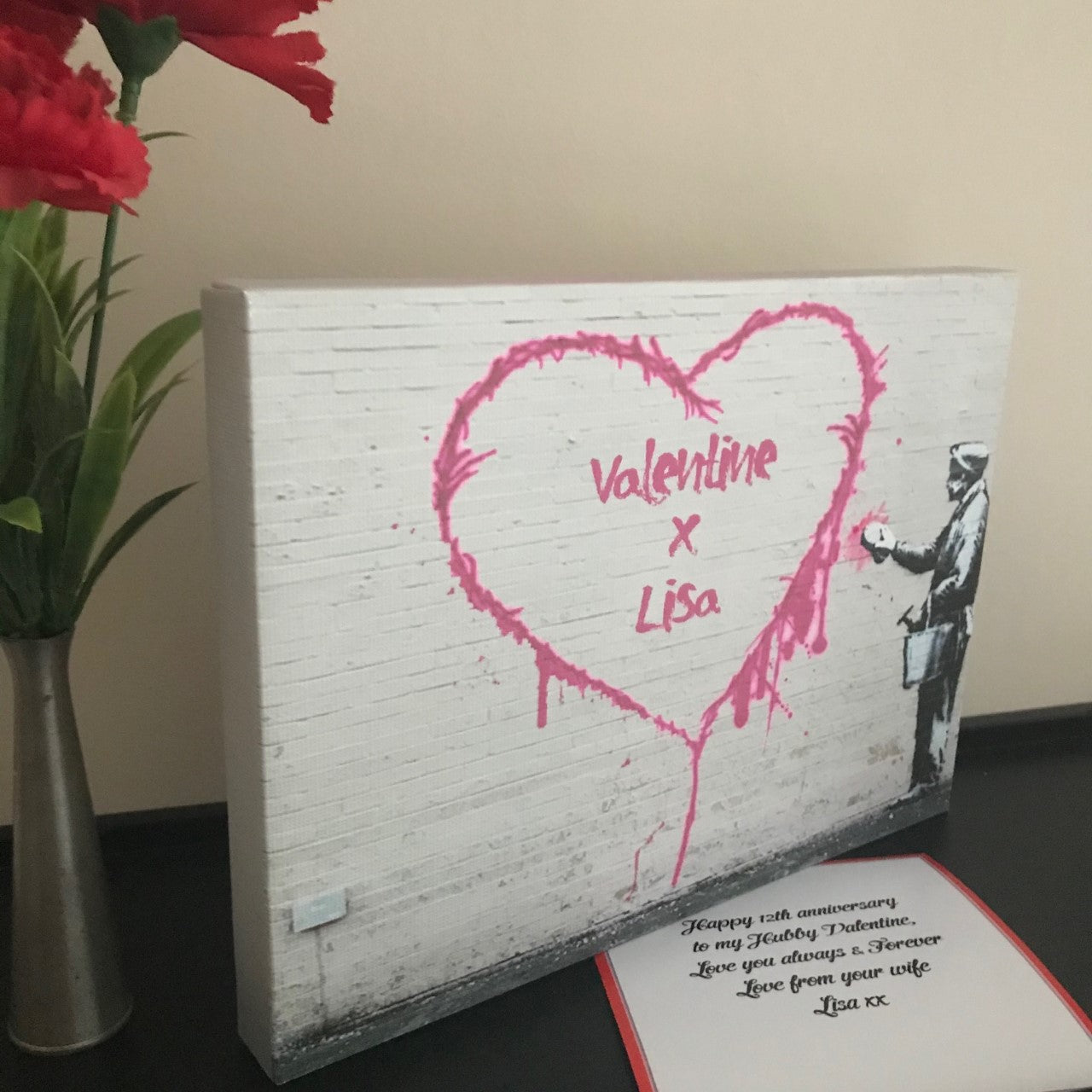 Valentines gifts valentines canvas supplied with gift card personalised