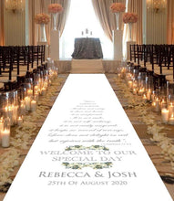 Load image into Gallery viewer, aisle runner 1 corinthians love always protects personalised bride and groom wedding bible reading

