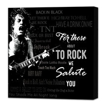 Load image into Gallery viewer, Square Art Canvas using lyrics from ACDC - We Salute You
